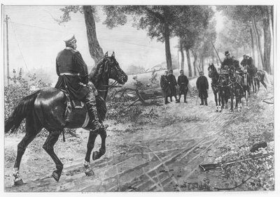 Setkání Otto von Bismarcka a Napoleona III v Chaussee von Donchery dne 2. září 1870 (rytina) od German School