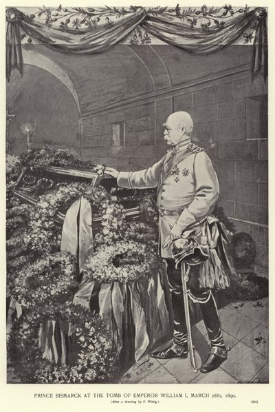 Otto von Bismarck u hrobu císaře Viléma I od German School