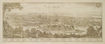 Panoramatický pohled na Paříž v roce 1620, z Topographia Galliae od Martina Zeillera (1589-1661) publikované 1655 od German School