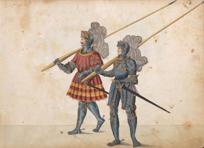 Průvod na turnaj, cca 1640 (pero a inkoust, akvarel a barvy) od German School