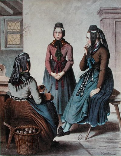 Loupání brambor, polovina 19. století (barva lito) od German School