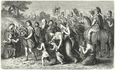 Polybius nesoucí popel Philopoemen ve slavnostním průvodu do Megalopolis od German School