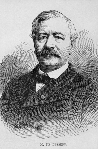 Portrét Ferdinanda Marie de Lesseps (1805-94), z LEgypta Georga Moritze Eberse (1837-98), 1881 (č. rytina) od German School