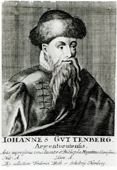 Portrét Johannese Gutenberga od German School