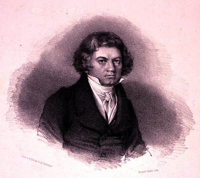Portrét Ludwiga van Beethovena (1770-1827) vyrytý Faustinem Herrem (litho) od German School