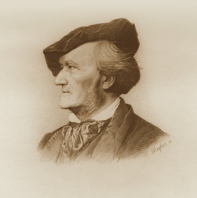 Portrét Richarda Wagnera (1813-83) německý skladatel, vyrytý Robertem Reyherem (1838-77) (viz také 93368) od German School
