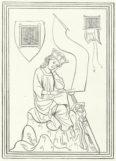 Portrét středohornoněmeckého lyrického básníka Walthera von der Vogelweide z Codexu Manesse (rytina) od German School