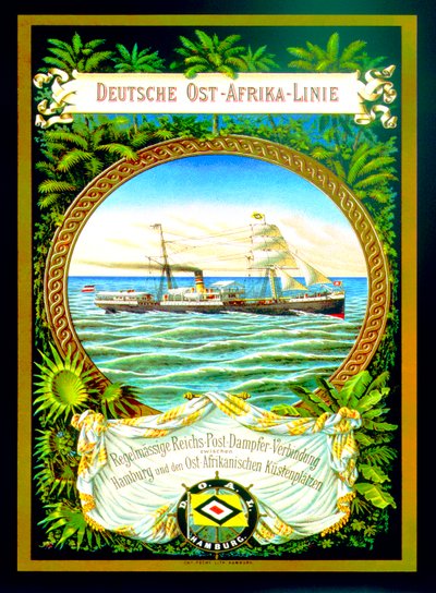 Plakát inzerující německou východní africkou linku, 1890 od German School