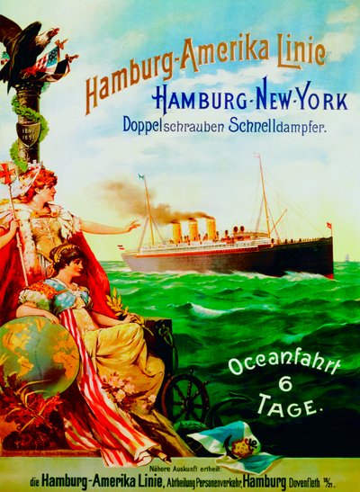 Reklamní plakát společnosti Hamburg American Line, 1897 od German School