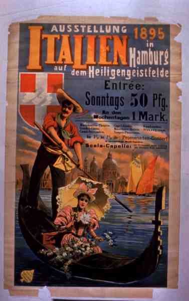 Plakát propagující „Italskou výstavu v Hamburku“ od German School