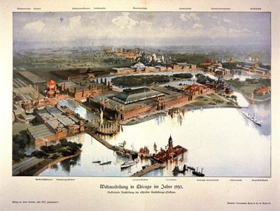 Plakát na světovou výstavu v Chicagu v roce 1893 (barevné lito) od German School