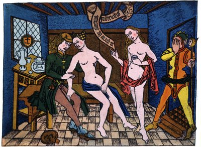 Prostituce v 15. století (rytina) od German School