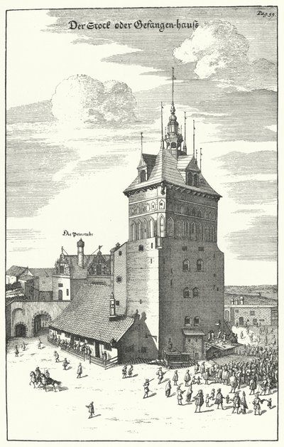 Veřejné bičování v Gdaňsku na konci 17. století (rytina) od German School
