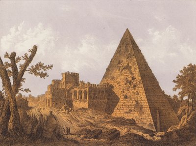 Cestiova pyramida, Řím (barevná litografie) od German School