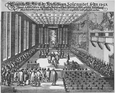 Říšský sněm v Řezně ve velké radní síni v Řezně od German School
