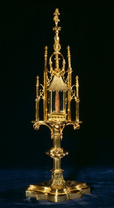 Relikviářová monstrance s kouskem kříže, Augsburg, kolem 1490 (zlato a dřevo) od German School
