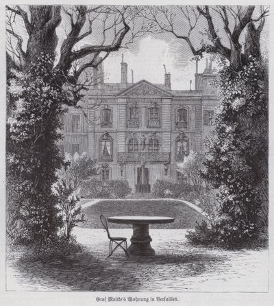 Rezidence polního maršála Helmutha von Moltke, vítězného velitele pruských armád ve francouzsko-pruské válce, Versailles, Francie (rytina) od German School