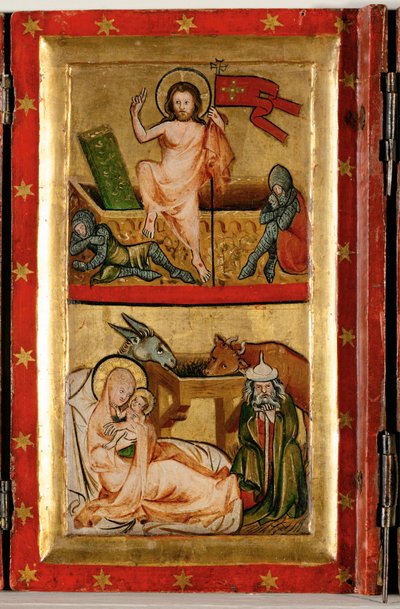 Vzkříšení a spící strážci, nahoře ... (tempera na dřevě) od German School
