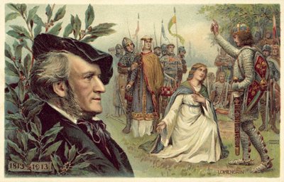 Richard Wagner a scéna z jeho opery Lohengrin od German School