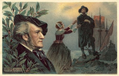 Richard Wagner a scéna z jeho opery Létající Holanďan od German School