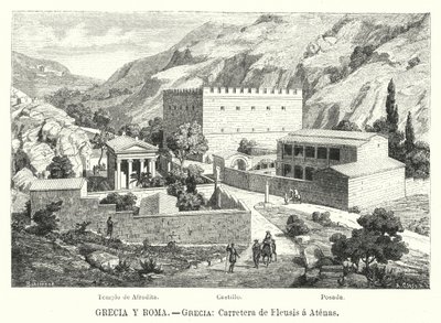 Cesta z Eleusis do Atén, Řecko (litho) od German School
