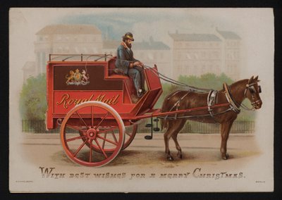 Royal Mail van, vánoční blahopřání, konec 19. nebo začátek 20. století (chromolitho) od German School