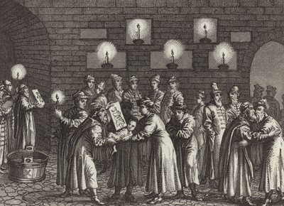 Ruský pravoslavný křest. Ilustrace pro Bilder-Atlas (rytina) od German School