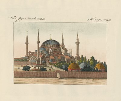 Katedrála Saint-Sophia v Konstantinopoli (barevná rytina) od German School