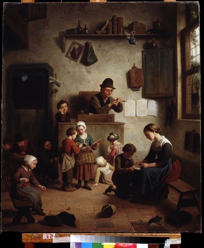 ""Třídní scéna ve škole"" (ve škole) Německá školní malba z počátku 19. století Regionální galerie umění Deineka, Kursk Rusko od German School