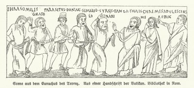 Scéna z Eunucha (Eunuch), komedie římského dramatika Terence (litho) od German School