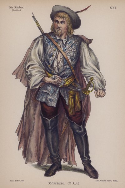 Schweizer, z Die Rauber (Loupežníci) od Friedricha Schillera (barevné lito) od German School