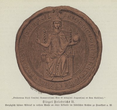 Pečeť Fridricha II., císaře Svaté říše římské (barevná lito) od German School