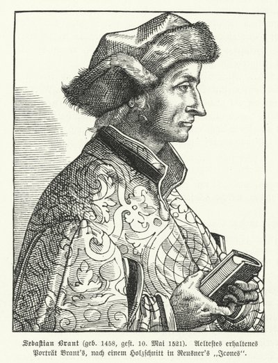 Sebastian Brant, německý renesanční humanista a satirik (rytina) od German School