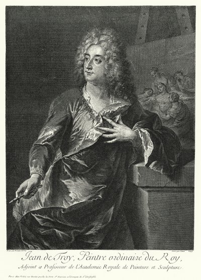 Autoportrét francouzského umělce Jean Francois de Troy (rytina) od German School