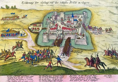 Obléhání hradu Tata v roce 1597 od German School