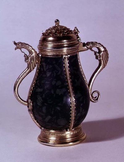Stříbrná pozlacená konvice, cca 1489 (stříbro) od German School
