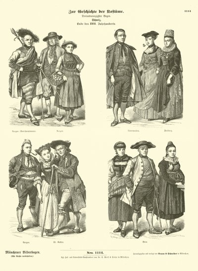 Švýcarské kostýmy, konec 18. století od German School