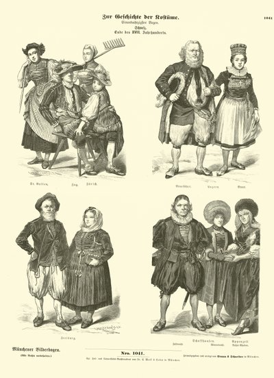 Švýcarské kostýmy, konec 18. století od German School