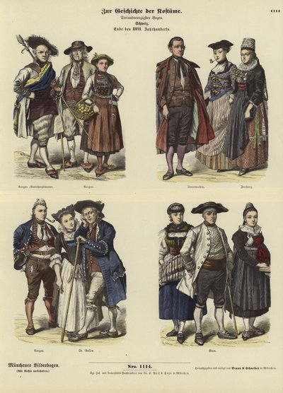 Švýcarské kostýmy, konec 18. století od German School