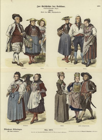 Švýcarské kostýmy, konec 18. století od German School