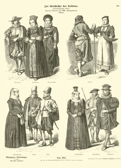 Švýcarské kostýmy, polovina 17. století od German School