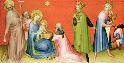 Klanění tří králů se sv. Antonínem opatem, 1400-10 od German School