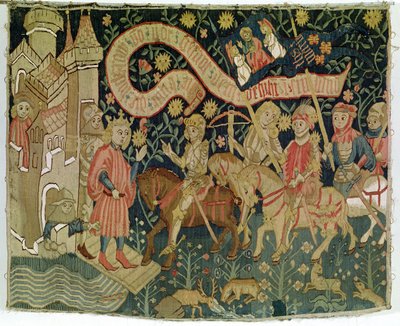 Příjezd Johanky z Arku (asi 1412-31) na hrad Chinon 6. března 1423, přijatý Karlem VII. (1403-61), vyrobený v době The Maiden od German School