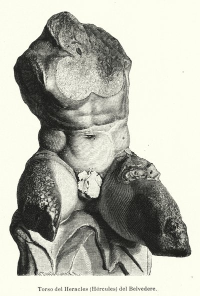 Belvedere Torso, římská socha tradičně považovaná za reprezentaci Herkula (litho) od German School