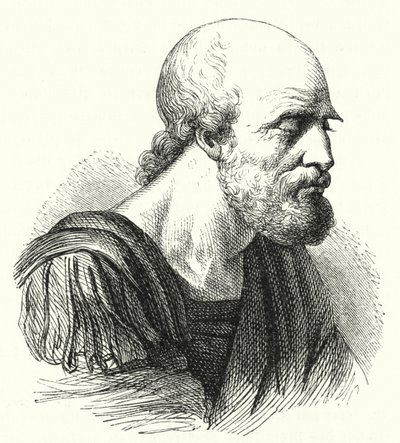 Byzantský generál Belisarius jako starý muž (rytina) od German School