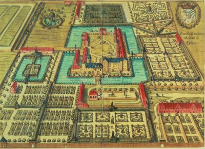 Hrad knížete z Kothenu, z knihy "Topographia" od Matouše Meriana Skřítka od German School