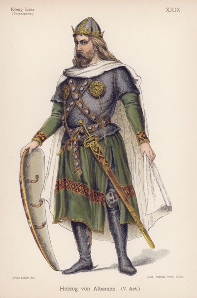 Vévoda z Albany, ze Shakespearova Krále Leara (barevné lito) od German School