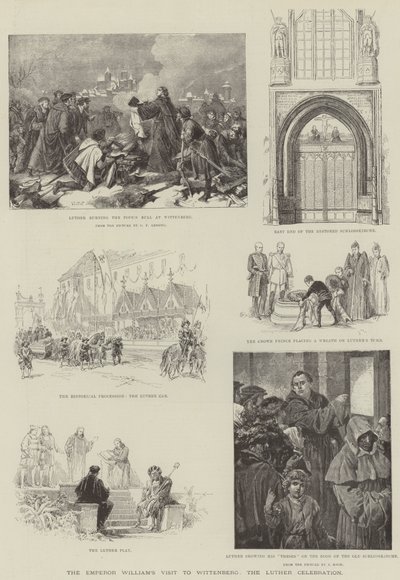 Návštěva císaře Viléma ve Wittenbergu, Lutherova slavnost (rytina) od German School