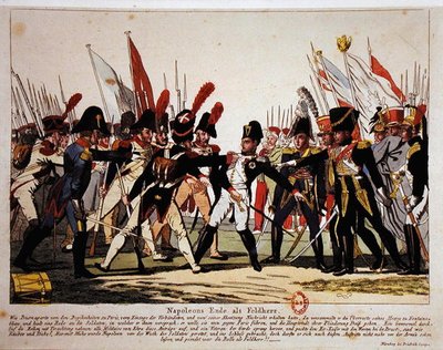 Konec Napoleona (1769-1821) jako generál v roce 1815 (barevné lito) od German School