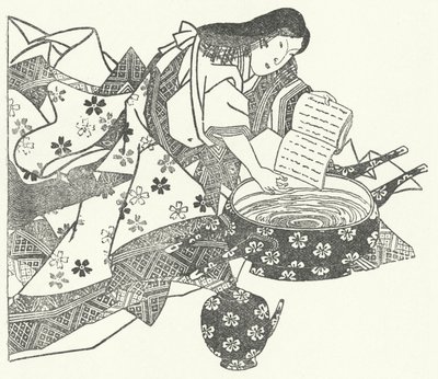 Japonský básník Waka Ono no Komachi (rytina) od German School